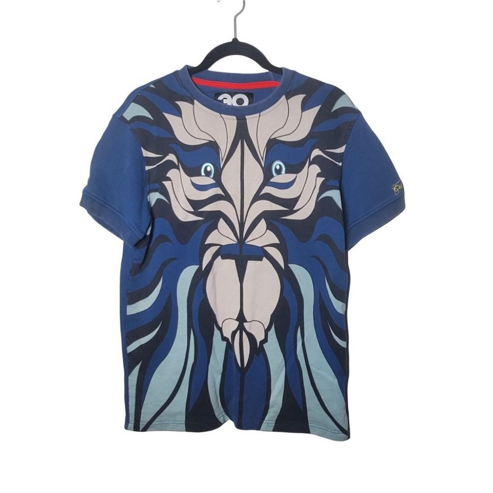Frost Originals Blue‎ Urban Tiger Printed Short Sleeve Shirt Large Streetwear